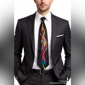 Vitaliano Pancaldi Italy Rainbow Abstract Silk Tie 4” Wide